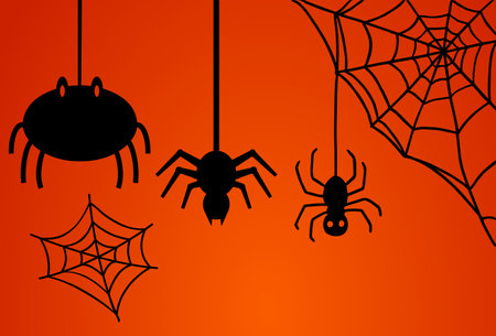 Halloween has brooms spiders cobwebs witches bats pumpkins zombie hands black spiders candles ghost masks spiritsのイラスト素材