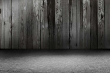Blur image of Black dark wooden room with cement perspective and light. empty cement floor for add text or product presentation. interiors concept.の写真素材