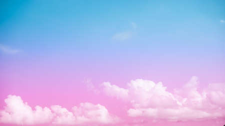 Sky pastel pink,purple,blue color background. bright sun cloud gradient rainbow pattern frame...