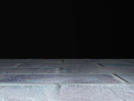 Empy floor gray cement concrete perspective with black dark wall room display and soft light. old...