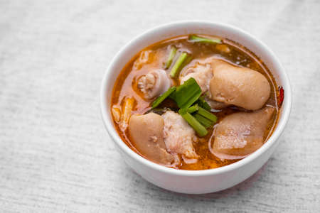 Tom Yum Pork Leg or Spicy Pork Leg Soup. hot and spicy. traditional food asian Thailand. cooking...