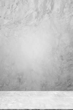 Backdrop empty gray light bright  smooth cement wall room background.blank table studio interiors floor concrete photography.desktop mock up workshop products.blur white food indoor kitchen bar place.の写真素材