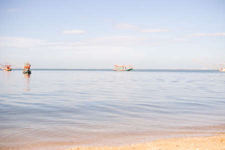 Wave on Sand beach with blue sea and blue sky and white cloud beautiful at coast. beautiful blue...
