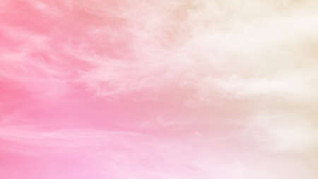 Pink sky white cloud background. sunlight day with sky wallpaper backdrop. mockup nature landscape free space backdrop. card or poster for environment protection.dramatic cloudscape beautiful pastel.の写真素材