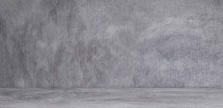 Empty Wall Gray Room,Cement Studio Background,Counter Blank Concrete Floor Material Backdrop,Mock Up Photography Display Structure Bar Indoor,Interiors Stone Free Space for add Products presentation.の写真素材