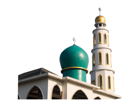 Mosques Dome Isolated on White Background,Islamic New Year Muharram,Islamic Religion Symbols Ramadan and Arabic,Eid al-Adha,Eid al-fitr,Mubarak,Kareem Holy Muslim,Mubarak God Month Mawlid.の写真素材