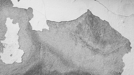 Old Plaster Texture Grey Cement Background,Aged Dirty Wall Rough Paint Vintage Design wallpaper Stone Backdrop,Broken Pattern structure Surface Crack Grey Color Floor,Free Space for Presentation.の写真素材