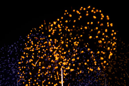 Fireworks on dark black background. celebration festival in light. abstract colorful effect bright...