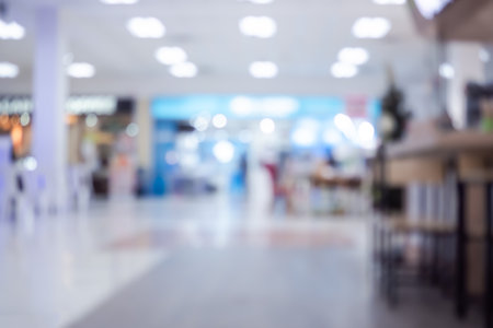 Blur Department store shopping mall supermarket interiors background.の写真素材