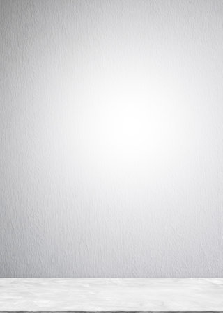 Empty Kitchen Room Studio Workshop Bar Background,Light Shadow on Structure Desktop,Pattern Grey wall,Black White Table Marble Template Old Concrete Floor for Presentation,Cement stone Material Gray.の写真素材