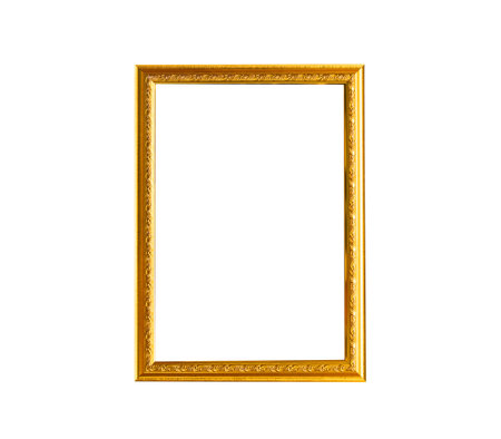 Frame Photo Isolated on White Background,Gold Mock Up Picture Old Vintage Styles for add Products Presentation.の写真素材