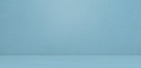 Empty Studio Scene Minimal,Kitchen Counter Bar Mockup with Smooth Blue Grey Paint Background,Pattern Texture Design Table White Sun Light on Wall Space,Interior Room Template Workplace Desk Shelf.の写真素材