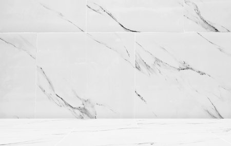 White Marble Platform Studio Room Background,Grey Table Shelf Product,Backdrop Gray Place Mockup Desk,Kitchen Counter Bar Room Template Plant Cement Wall Floor Space Interior Podium Texture Pattern.の写真素材