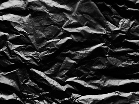 Texture Plastic Bag Background,Black Wrinkled Nylon Garbage Crumpled Foil,Light Effect on Pattern Wrap Transparent Overlay Polyethylene,Environmen or Business Concept.の写真素材