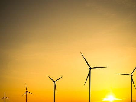 Generation Factory Farm,Plant Wind Turbine Power Sustainable Factory,Electric Industrial Alternative Renewable Energy Technology Mill,Environment.の写真素材