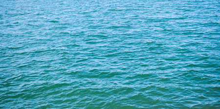Sea Ocean Horizon Water Background,Texture Pattern Surface View Wave Blue Shor Calm Still at Caost,Backdrop Tropical Summer Nature Seascape with Sunlight Day,Beautiful Landscape.の写真素材