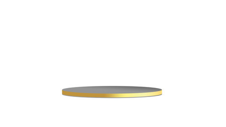 Podium Background Product,Gold Grey Stage Stand Isolated on White,Platform Studio Room,Mock Up Table,Empty Circle Display round Showroom Shelf Design,round Pedestal Winner Scene Contest Award Stadium.の写真素材