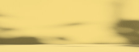 Light Shadow Empty Studio Room Background,Table Product Summer Scene Backdrop,Abstract Design Overlay Nature on Yellow Wall Floor,Gold Color Stage Minimal Podium Loft Desk Shelf Cement Mockup Kitchen.の写真素材
