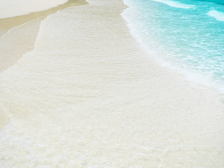 Beautiful white sand beach with turquoise water and white sandの写真素材