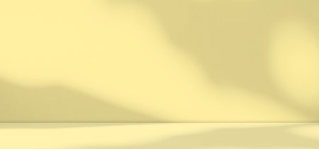 3D rendering of a yellow background with a shadow from the sunの写真素材