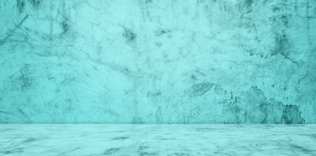 Background Blue Summer Studio Room Product,Cyan Table 3d Light Shadow Abstract Cement Loft,Podium Scene Cosmetic Tropical Backdrop,Green Floor Wall Pastel Space Template Minimal Kitchen Counter Bar.の写真素材
