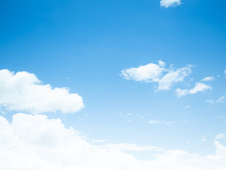 Blue Sky Cloud Background,Sunny Clear Winter Summer Texture Horizon Light Bright Nature Image,Beauty White Cloudy Day Spring Air View Skyline,Abstract Heaven Sun Landscape,Co2 Zero Carbon Environment.の写真素材