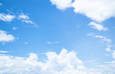 Blue Sky Background,White Cloud Clear Cloudy Summer Beauty Light white Texture Spring Horizon Day,Sunny Bright Winter Nature Air Landscape Image Abstract Fluffy,Environment Co2 concept.の写真素材