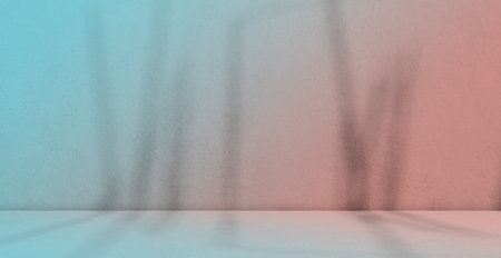 Background Summer Shadow Leaf  Spring Flower on Table Product Beauty Cosmetic,Overlay Abstract Gradient Pink Blue on blur Cement Marble Loft Minimal 3d,Wall Floor,Mockup Podium Kitchen Studio Room.の写真素材