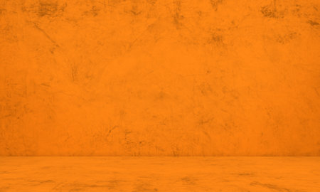 Studio Room Summer Background, Orange Wall Floor Cement Loft, Empty Table Product Cosmetic Tropical, Minimalist Interior Marble Kitchen Space Platform Display Backdrop, Template Solid Concrete Bar.の写真素材