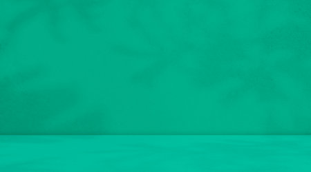 Green Shadow Summer Background, Abstract Podium Product Cosmetic Backdrop, Overlay Pastel Leaves Wall Floor blur Cement Marble, Light on Minimal 3d Loft Stand Stage Table Kitchen Platform Template.の写真素材