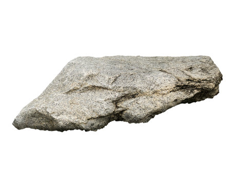 Stone Granite Isolated White Background, Rock Rubble Mineral Construction Decorate Garden, White Gray Pebble Gravel Boulder Earth Mountain Nature Background, Texture Geology Sharp Single Material.の写真素材