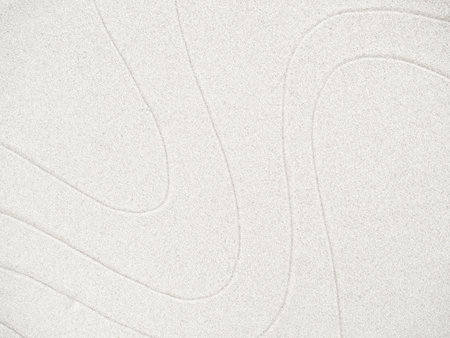Zen Pattern Background, White Sand Garden Japanese Abstract Texture Line Wave Nature Spa, Texture Golden Grey Beach Top View Space, Concept Harmony Balance Wellness Lifestyle Meditation japan.の写真素材