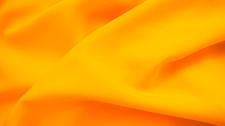Orange Cloth Background, Fabric Texture Gold Color Pattern Silk Gradien Luxury Backdrop, Light Yellow Textile Banner Material Satin Summer Tropical Wave Display Fashion Abstract Design Poster Templateの写真素材
