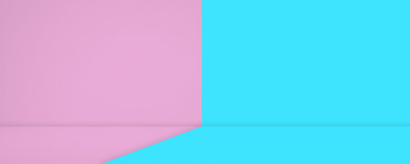 Studio Room Floor Tow Tone Summer Background Pink Blue Sweet Frame Abstract Pastel Gradient Wall Mockup 3d Bg Platform Podium Backdrop Kitchen Loft Scene Minimal Product Cosmetic Beauty Empty Bar.の写真素材