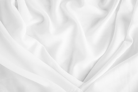 White Fabric Cloth Linen Background Pattern Material White Tissue Tablecloth Wave Gray Cotton Texture Sheet Silk Material Satin Pattern Silky Soft Smooth Backdrop Fashion Textile Abstract Satin.の写真素材