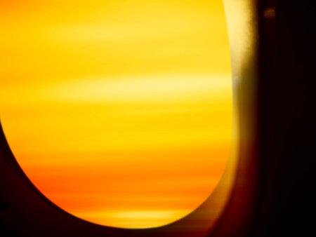 Window Plane Flight Fly Sky Sunset Cloud Aviation Air Jet Travel View Sunrise Background, Aircraft Wing Landscape Looking for Business Transportation, Valentine Couple Love, Broken Heart.の写真素材