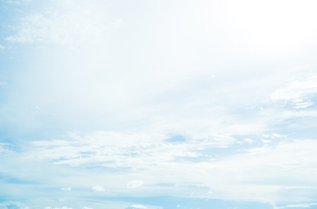 Sky Blue Cloud Background White Cloudy Summer Clear Light Beauty Texture Spring Day Horizon Air Sun Suny Clean Landscpae Fresh Morning Bright Nature Skyline Fluffy Calm View Scene Panorama Image.の写真素材