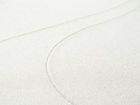 Zen Sand White Garden Japanese Texture Background Pattern Wave Line Abstract Beach Nature Spa Yoga Japan Top View Space, Concept for Stability Still Balance Harmony Gray Texture Meditation Lifestyle.の写真素材