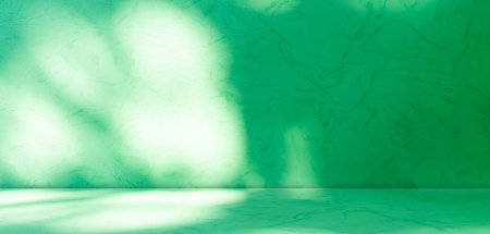 Green Background Product Wall Studio Room Backdrop Podium Table Light on Empty Grey White Cement Stone Pattern Kitchen Food Minimal Platform 3d Template Mockup Stage Floor Loft Scene Stage Bg.の写真素材