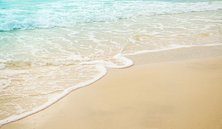 Sea Background Shore Blue Water Season Summer Tropical Ocean Beautiful Wave Seascape Vacation Smooth Wallpaper Island Outdoor Tropical Coast Sandy Nature Landscape Space for Travel Relax.の写真素材