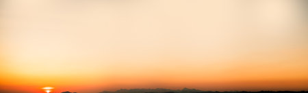 Gradient Overlay Orange Sunset Sunrise Pastel Sof Effect Background Pattern Abstract Texture Design Summer Nature Spring Light Beauty Spring Template Mockup Yellow Color Wallpaper Tropical Colorful.の写真素材