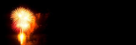 Firework Background Night Party Dark Black Sky Fire Effect Fun Joy Happy New Year Celebrate Fourth...