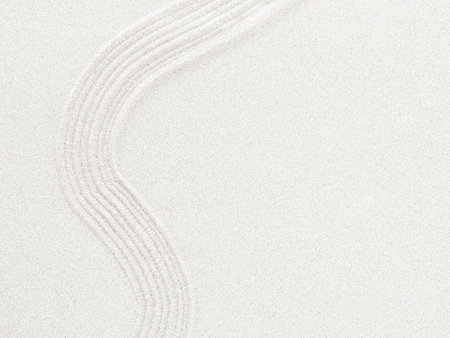 Zen Garden White Sand Background Pattern Texture Line Japanese Wave Abstract Nature Spa Balance Concept for wellness Spirituality Buddhism Relax wellnes Meditaiton Lifestyle Japan Purity Calm.の写真素材