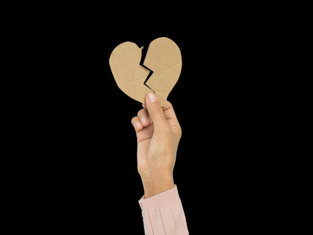 Heat Shape Broken Heart Symbols,  Symbole Couple Sad Problem Divorce Valentine Days. Mockup Disappointed Massage Element.の写真素材