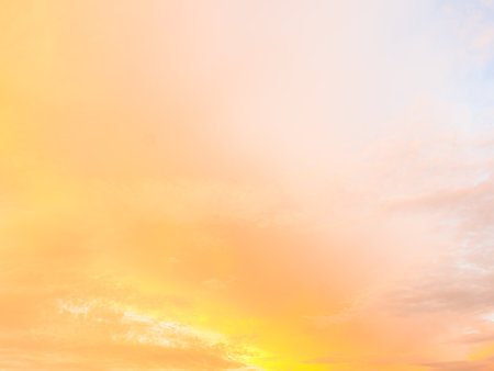 Gradient Overlay Orange Sunset Sunrise Pastel Sof Effect Background Pattern Abstract Texture Design Summer Nature Spring Light Beauty Spring Template Mockup Yellow Color Wallpaper Tropical Colorful.の写真素材