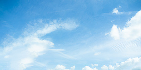 Sky Blue Cloud Background Cloudy Summer Clear Beauty Light White Day Texture Horizon Spring Air Sunny Clean Beautiful Bright Nature Skyline View Scene Sun Fresh Morning Sunshine Landscape Environment.の写真素材