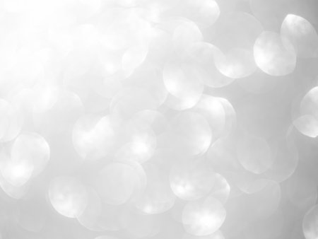 Grey Bokeh Background White Light Glow Blur Mockup Card Party Celebrate Abstract Texture Effect Blurry Dreamy Template Holiday Round Flare Shine Glow Particle Soft Gray Backdrop Sparkle Circle Displayの写真素材