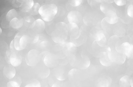 Grey Bokeh Light blur Round White Effect Glow Flare Photo Gleam Particle Soft Circle Gray Shine Sparkle Circular Abstract Silver Glitter Texture Black Mockup Festive Celebrate Template Bg 3d Backdrop.の写真素材