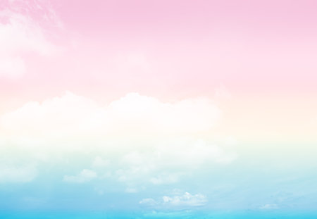 Sky Pink Cloud Sunset Sunrise Pastel Background Red Beautiful Blue Gradient Bright Fantasy Light Summer Scene Nature Cute Purple Texture Fluffy Painting Template Baby Cosmetic, Morning Cloudy.の写真素材