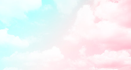 Sky Pink Cloud Sunset Sunrise Pastel Background Red Beautiful Blue Gradient Bright Fantasy Light Summer Scene Nature Cute Purple Texture Fluffy Painting Template Baby Cosmetic, Morning Cloudy.の写真素材